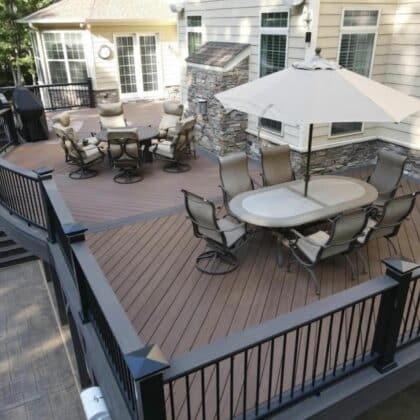 Outdoor living with composite deck and railing