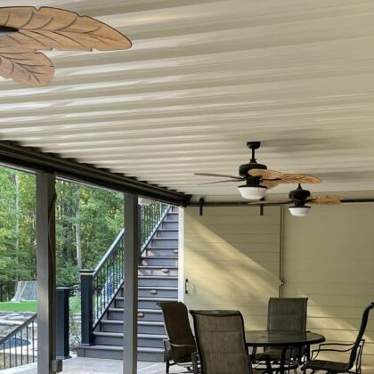 Patio cover with ceiling fan lights