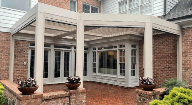 StruXure Modern Pergola with louvered roof.