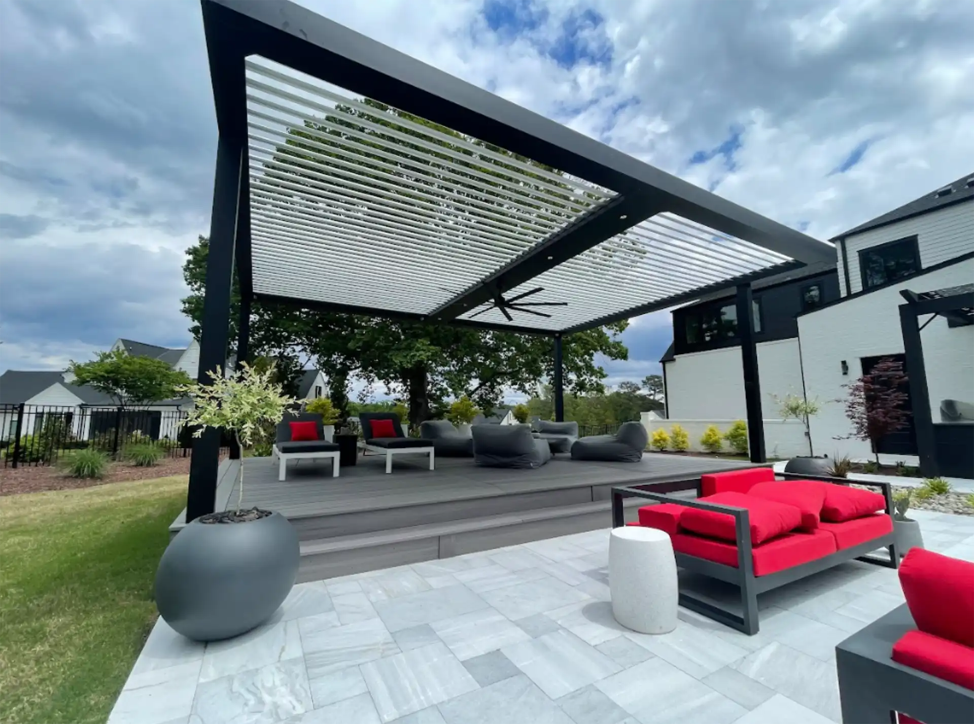 photo of a smart pergola with louvered roof - What to Expect During Installation: How Complexity Impacts Cost and Time