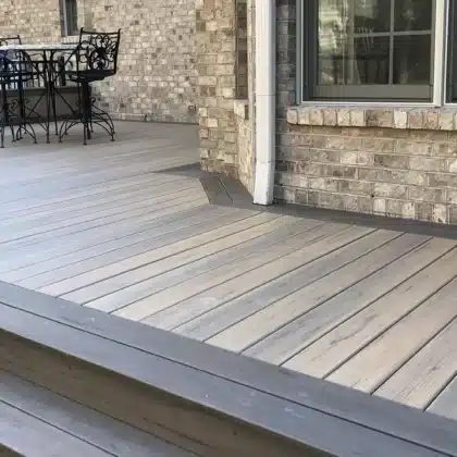 composite decking with wood grain features