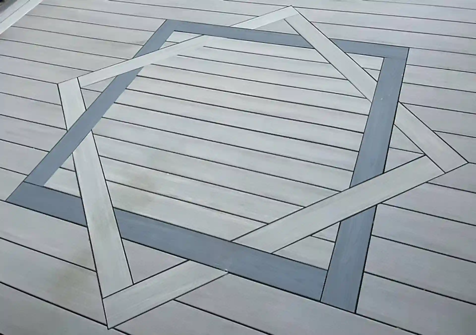 photo of a deck surface with a deck inlay